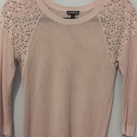 Express Rhinestone Mesh Pink Blouse Small - Picture 4 of 4